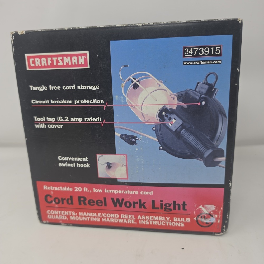 Craftsman Retractable 20ft Cord Reel Work Light Low Temperature Cord 3473915